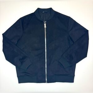 Zara Men’s Full Zip Black Bomber Suede Jacket - Size- XL